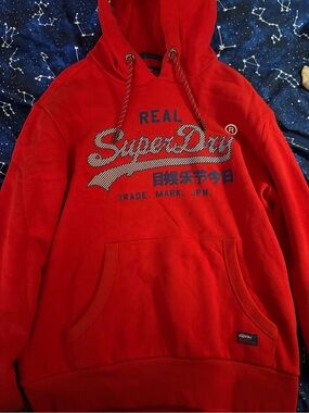 Superdry Red Script Logo Pullover Hoodie